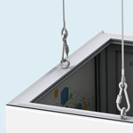 Detail: Suspension with eye bolt and wire suspension cable on 6 side surfaces