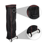 Trolley made of fabric, with handle and sturdy wheels for easy transport.