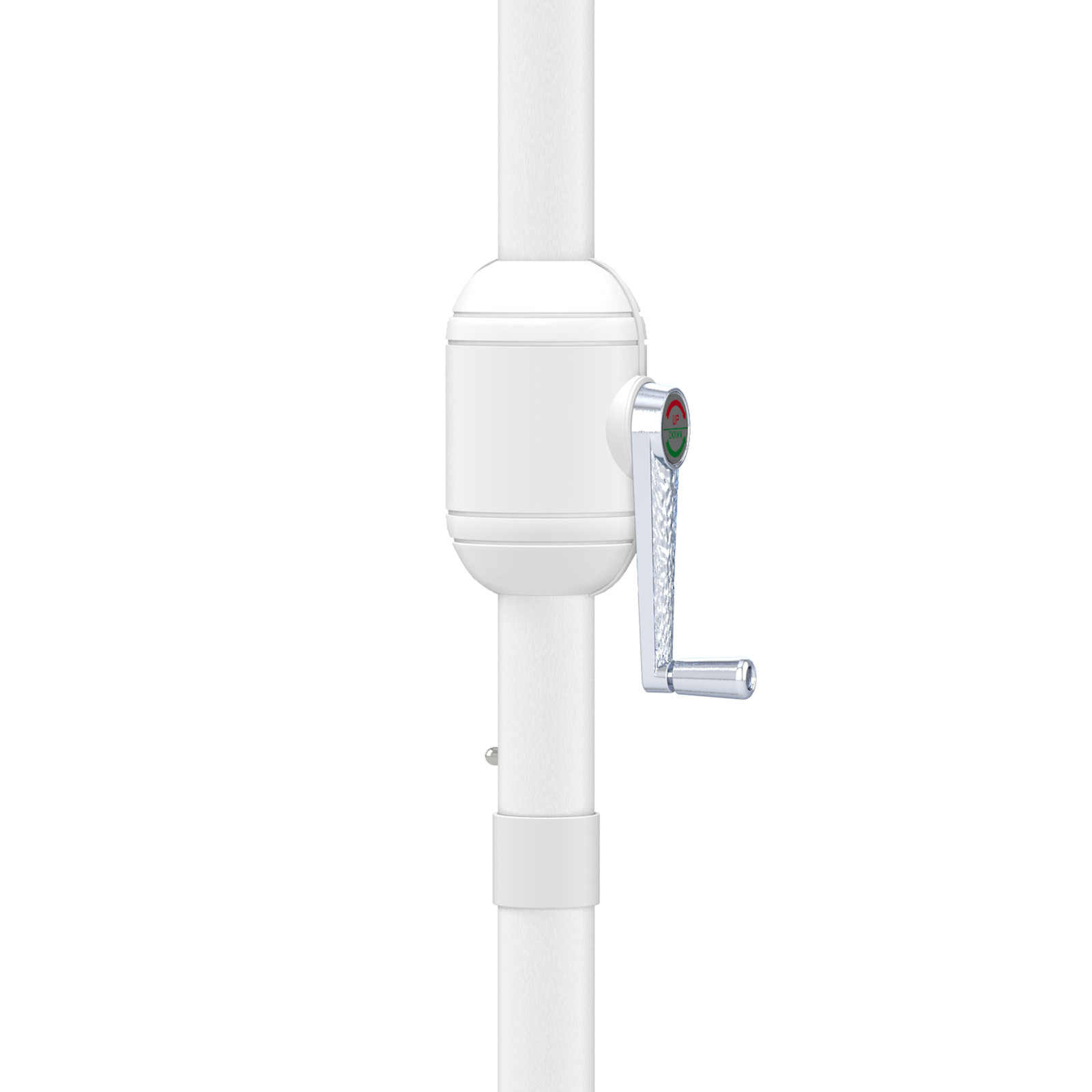 Small umbrella with crank handle, for easy opening and closing of the umbrella.