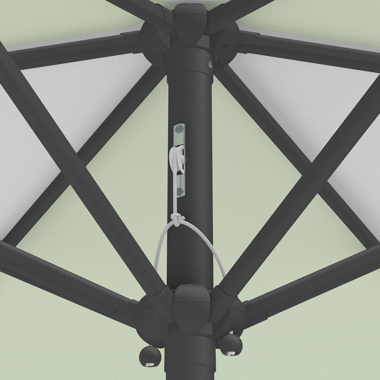 Parasol / Small umbrella with crank, detail of the pulley system