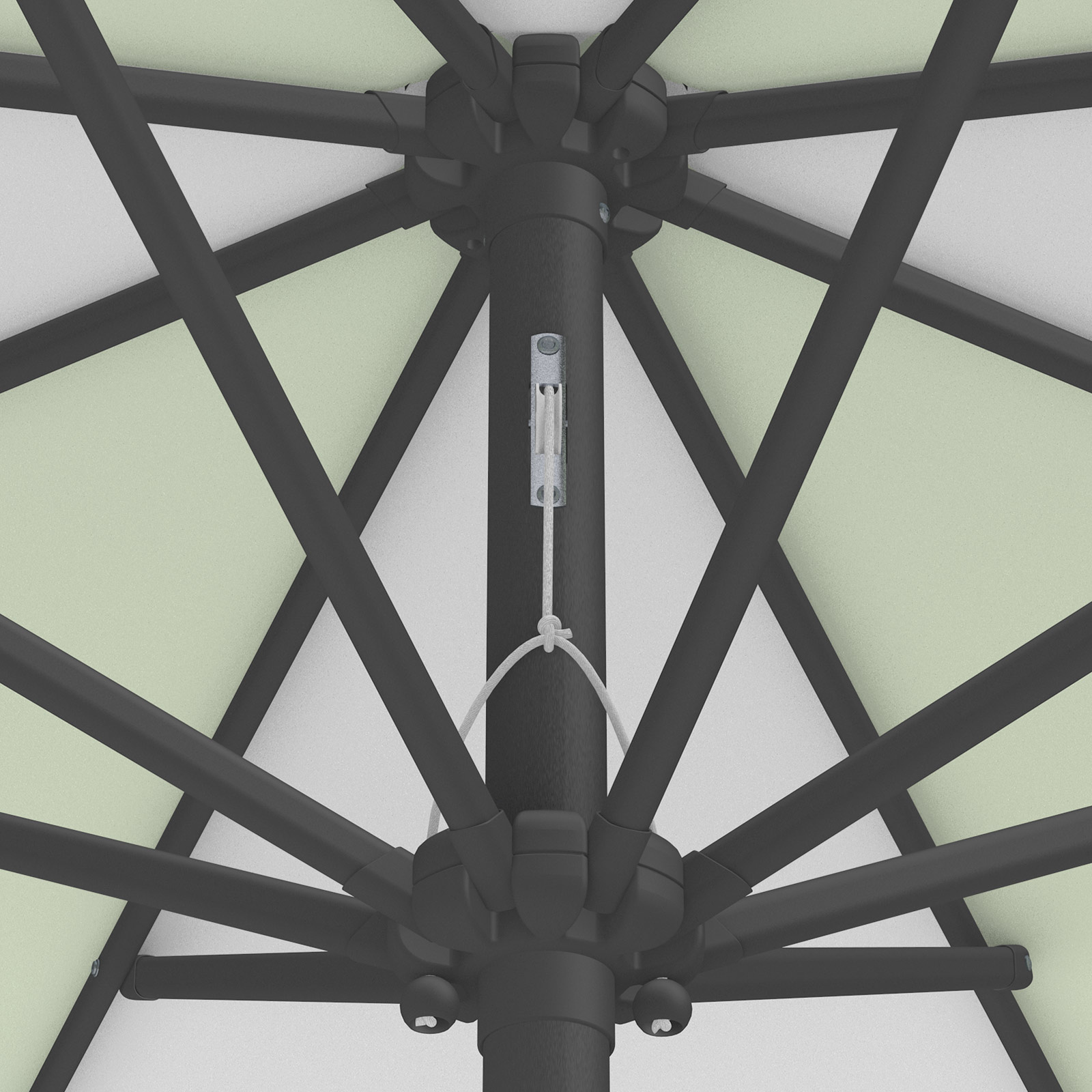 Parasol / Small umbrella with crank, detail of the pulley system