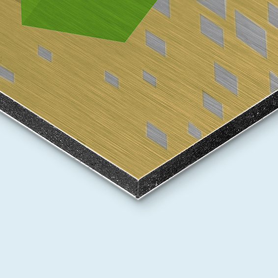 Advertising signs made of aluminum composite panels, silver, corner detail