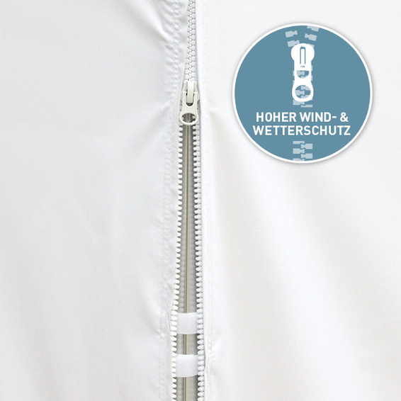 Wand mit Reißverschluss - lückenlose, winddichte Verbindung der Zeltwände