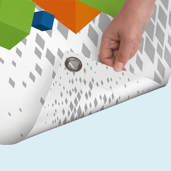 Double-sided printed PVC banner with edge reinforcement