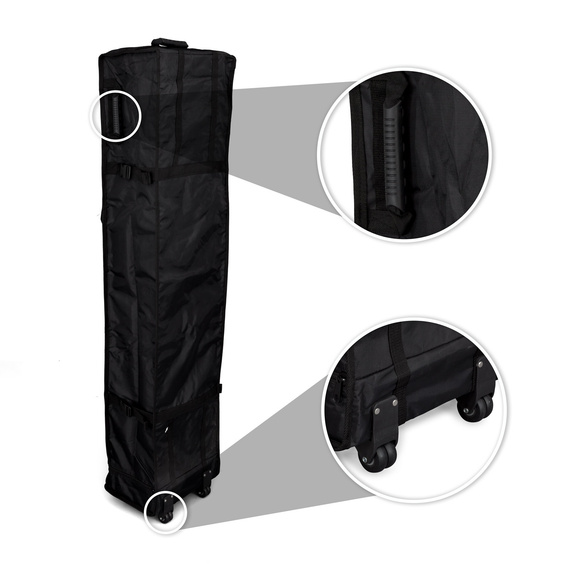 Trolley made of fabric, with handle and 2 wheels for easy transport.