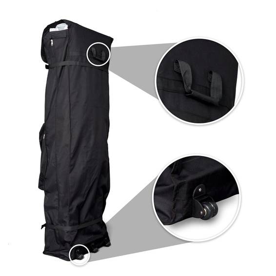 Trolley made of fabric, with handle and 3 wheels for easy transport.