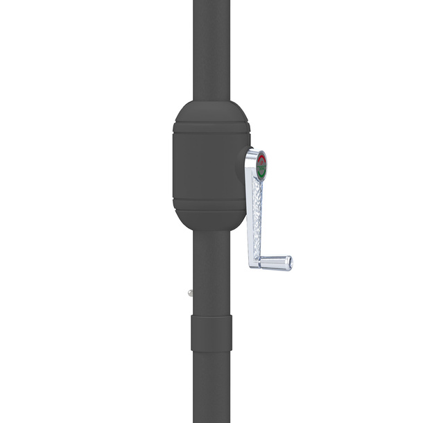 Small umbrella with crank handle, for easy opening and closing of the umbrella.