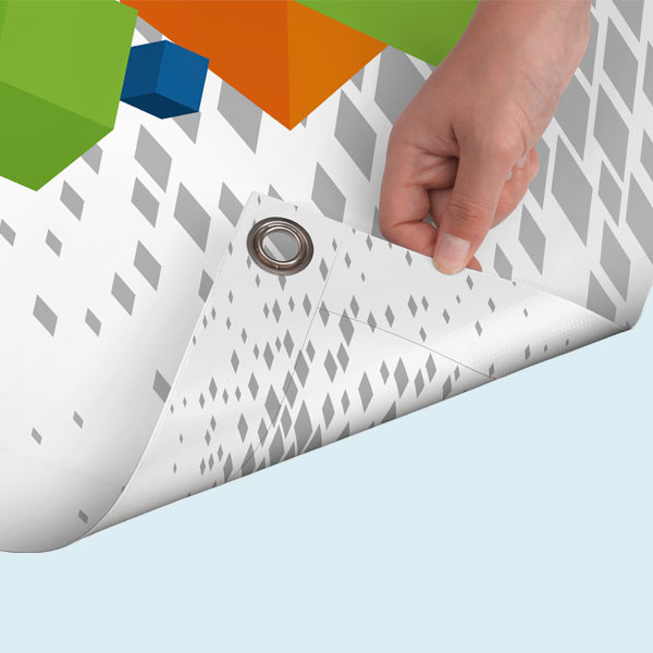 Double-sided printed PVC banner with edge reinforcement