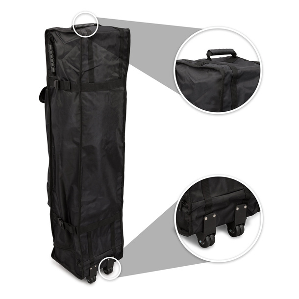 Trolley made of fabric, with handle and 2 wheels for easy transport.