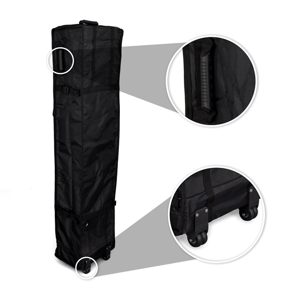 Trolley made of fabric, with handle and 2 wheels for easy transport.