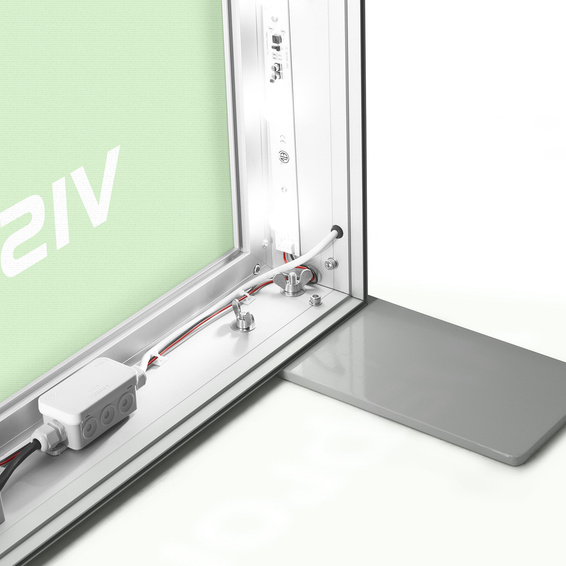 Power supply unit mounted concealed in the frame incl. cable duct