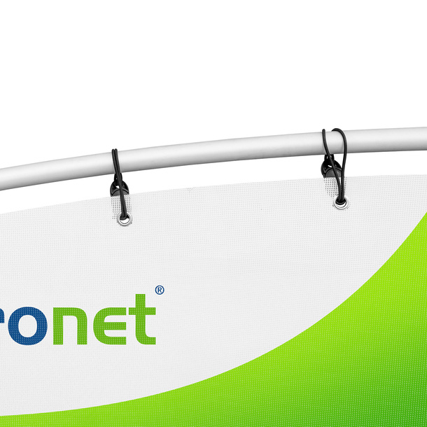 Detail: Attachment of the eyeleted printed part to the system using tension cords