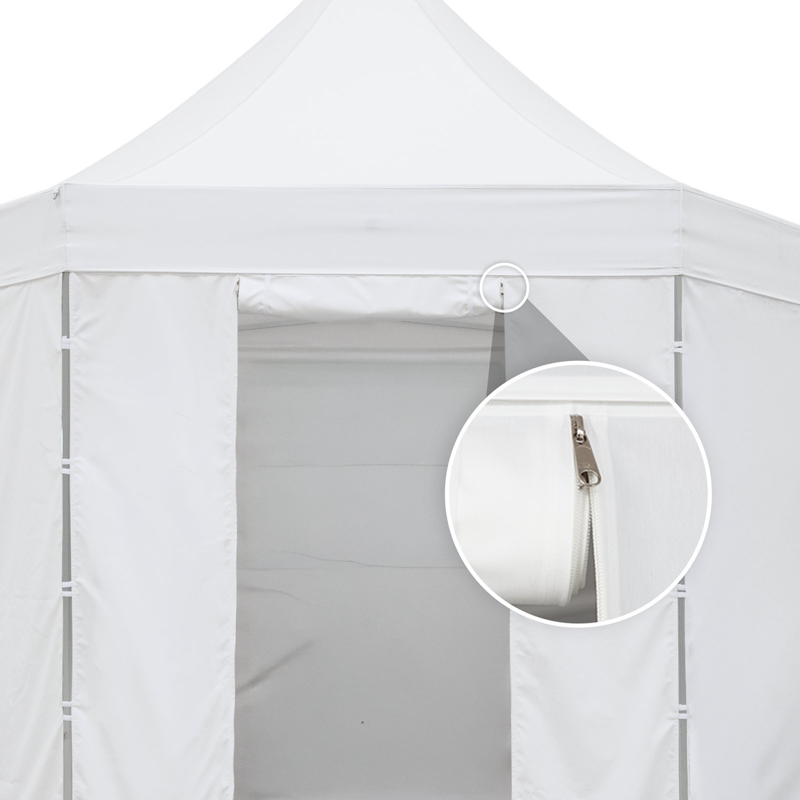 Rollable door with two double-sided zippers