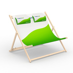 Wooden deck chair with 2 neck cushions (optional selection)
