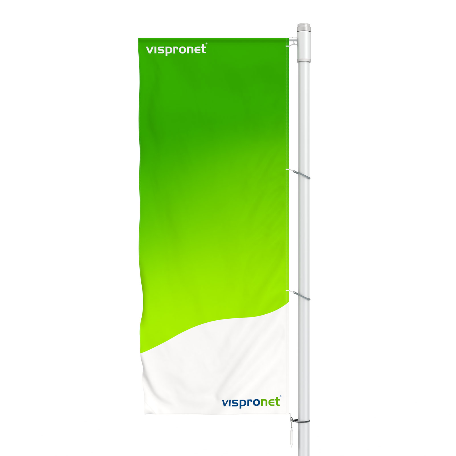 Double-layer flag, projecting flag, different designs on both sides, rear view