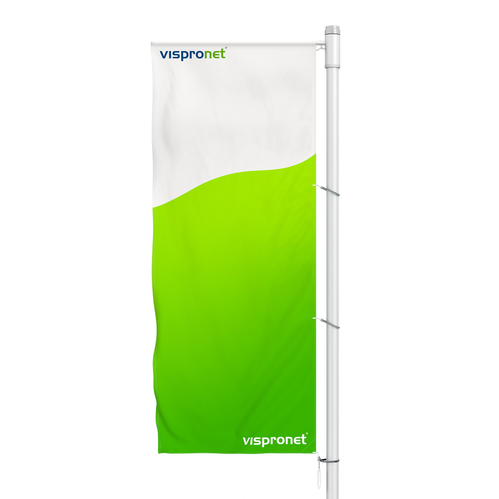 Double-layer flag, projecting flag, identical on both sides, rear view