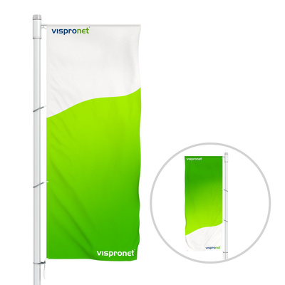 Double sided flags for flagpoles with banner arm