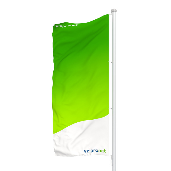 Double-layered flag, different print on both sides, back view