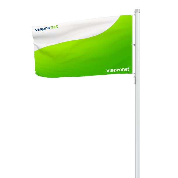 Double-layered flag, same print on both sides, back view