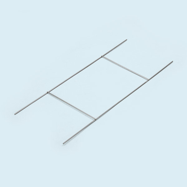 Metal stand made of stainless wire, for mounting in soil/ground.