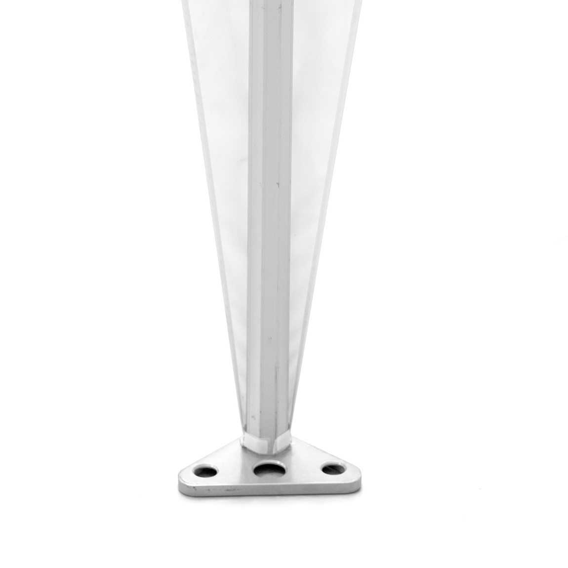 Lower attachment of the corner banner to the tent pole using hook-and-loop tape