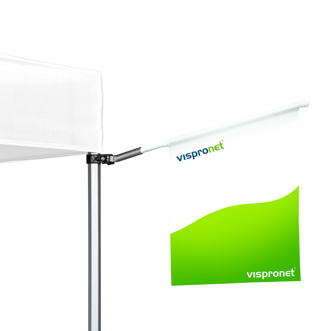 Ice flag for tent pole, straight lower edge, with 75° flag holder