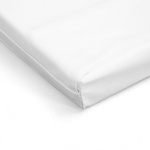 Rectangular seat cushion, detail: back with slot, overlapped stitching