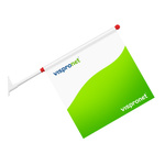 Ice flag, angled lower edge, bracket with red balls