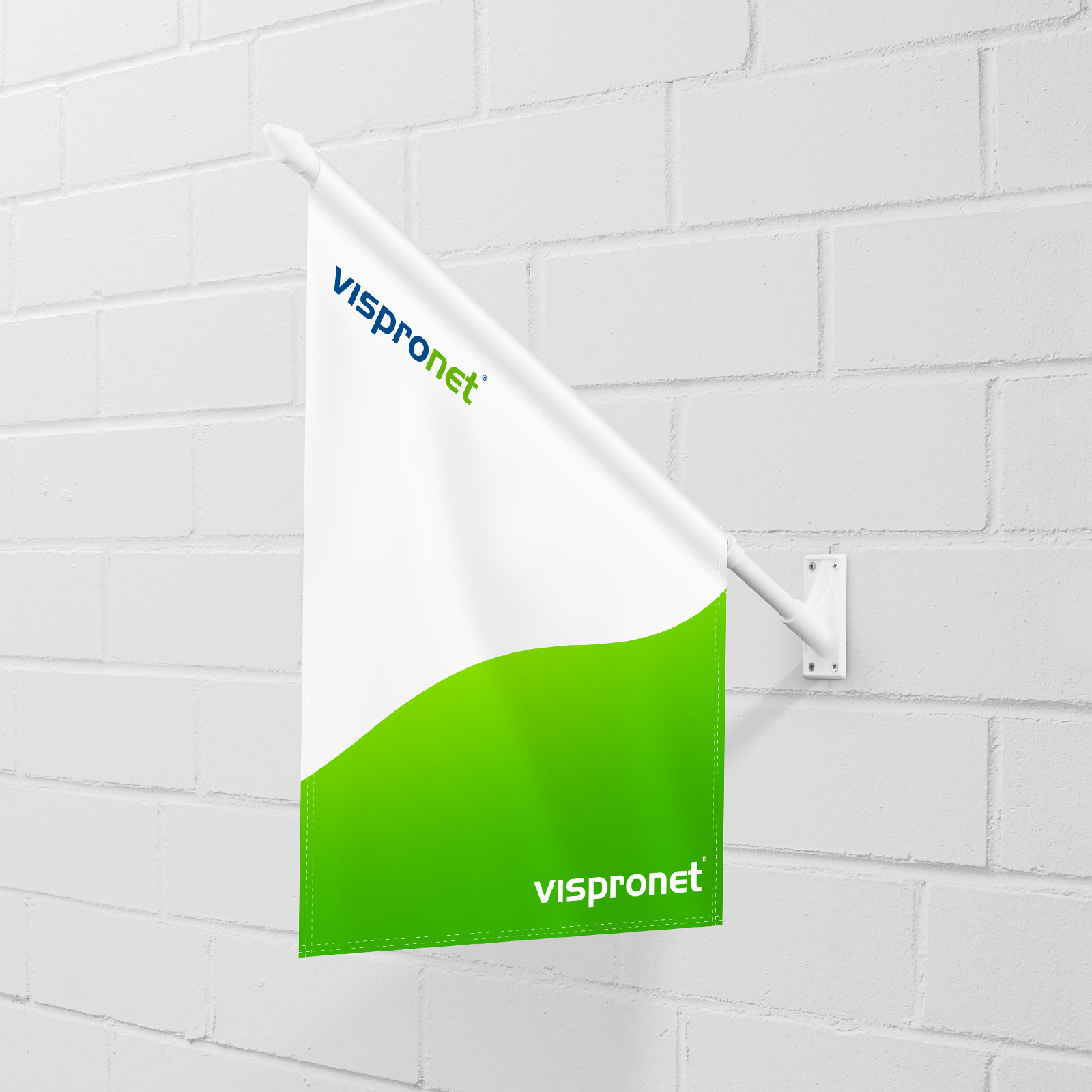 Ice flag textile, straight lower edge, size 46 x 37/64 cm, flag holder 60°