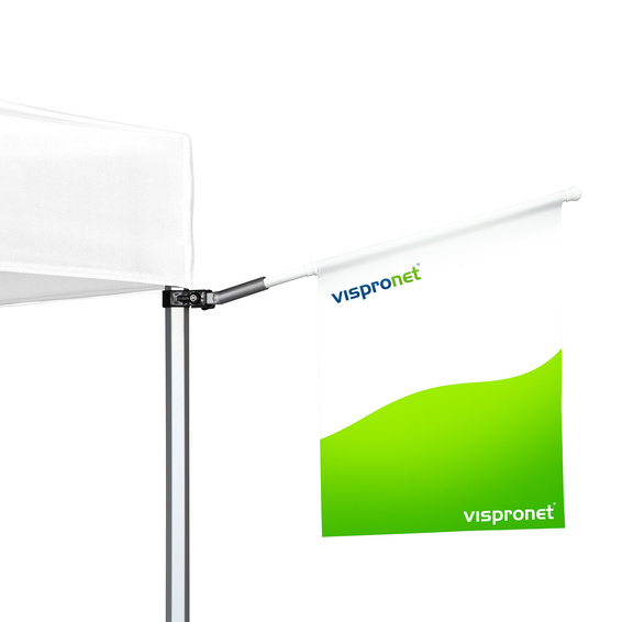 Ice flag for tent pole, straight lower edge, with 75° flag holder