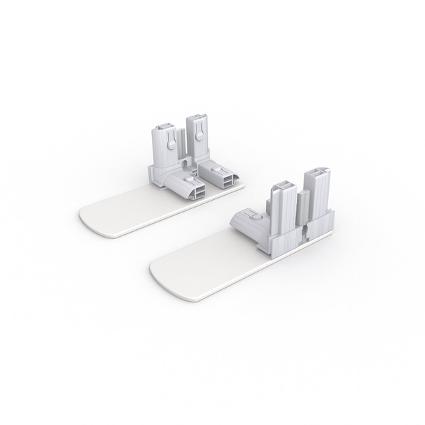 Single-sided base feet with corner connectors, set of 2, for Lightbox flex exhibition wall