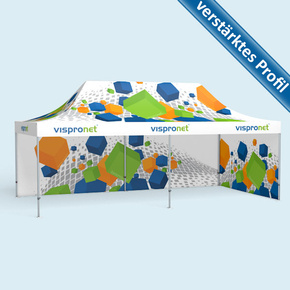 Premium Folding Tent 4 x 8 m, 2 Walls, with Print