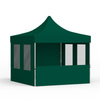 Pop up tent 3x3 m with 1 solid wall, 1 half-height wall and 2 walls with windows, green