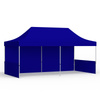 Pop up tent 3x6 m with 1 solid wall and 2 half-height walls, blue
