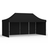 Pop up tent 3x6 m with 3 solid walls, black