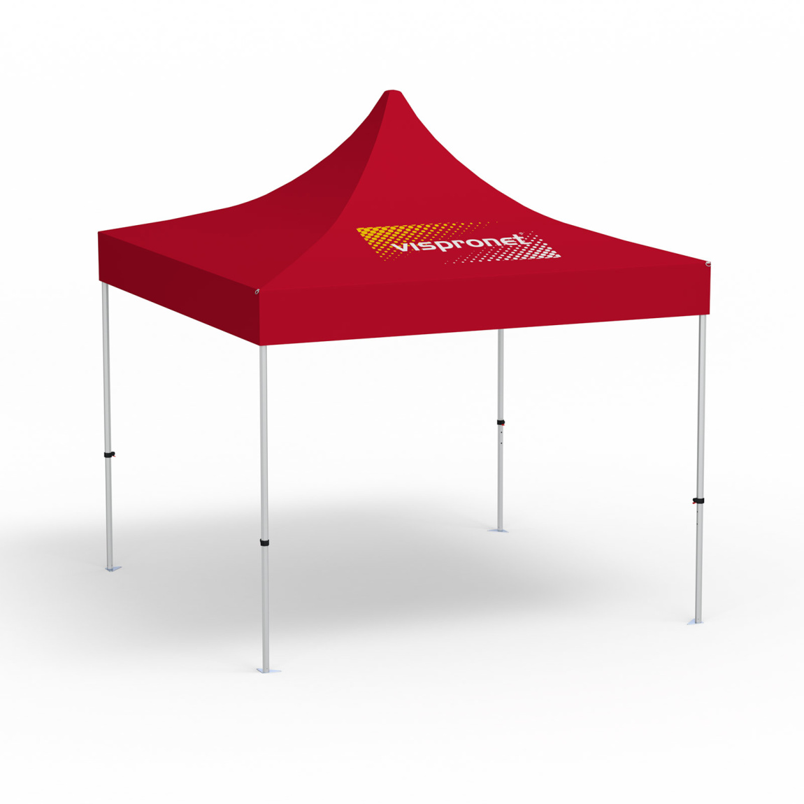 Folding Pavilion Select, 3 x 3 m, red, roof with 1 logo print (side 1)