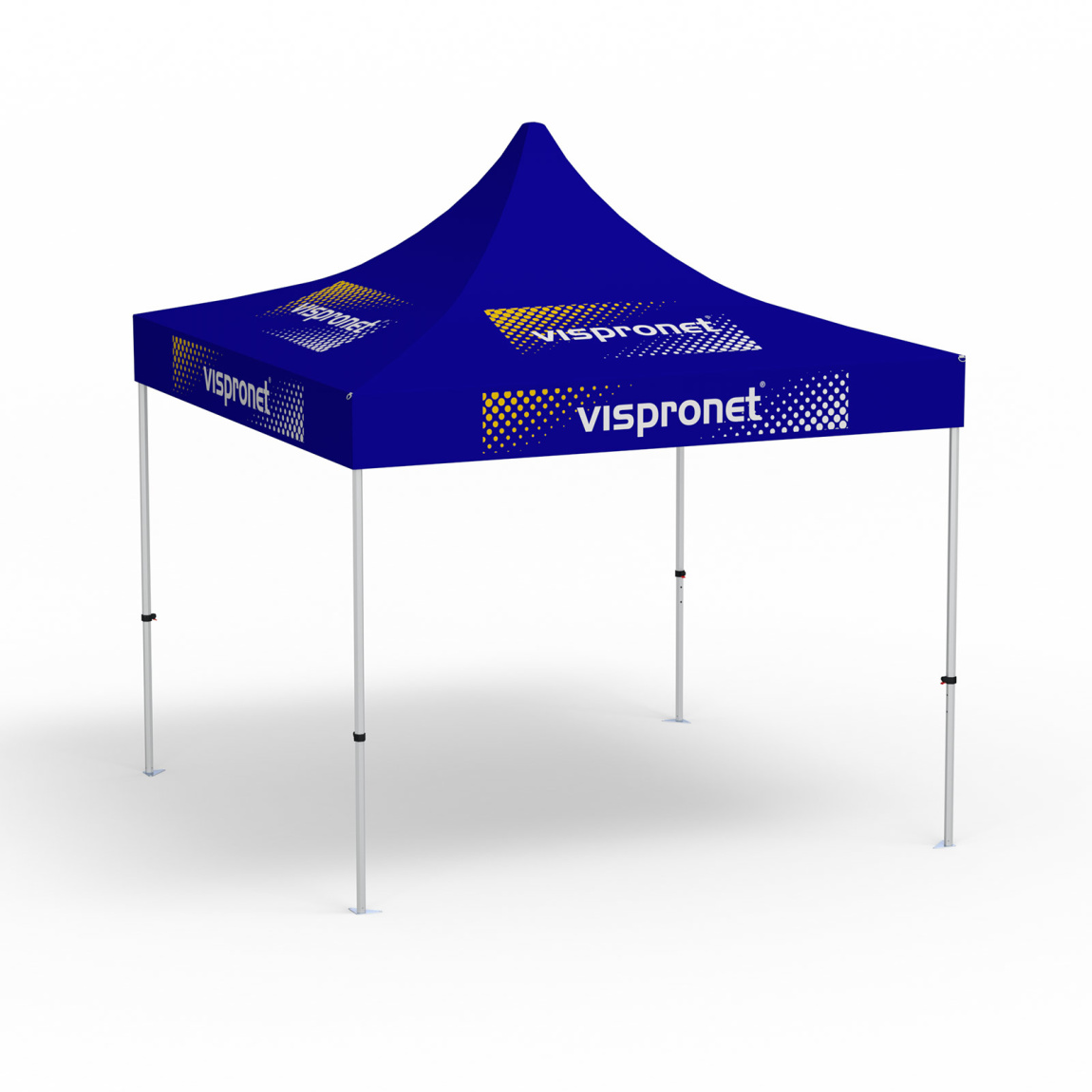 Folding Pavilion Select, 3 x 3 m, blue, with 8 logo prints