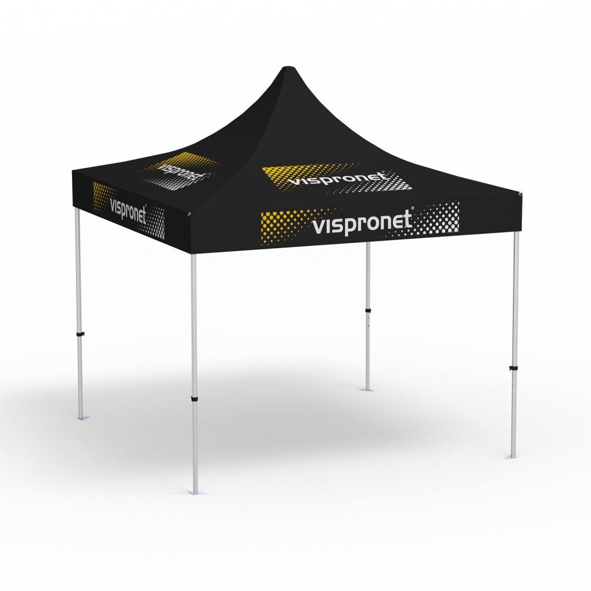 Folding Pavilion Select, 3 x 3 m, black, with 8 logo prints