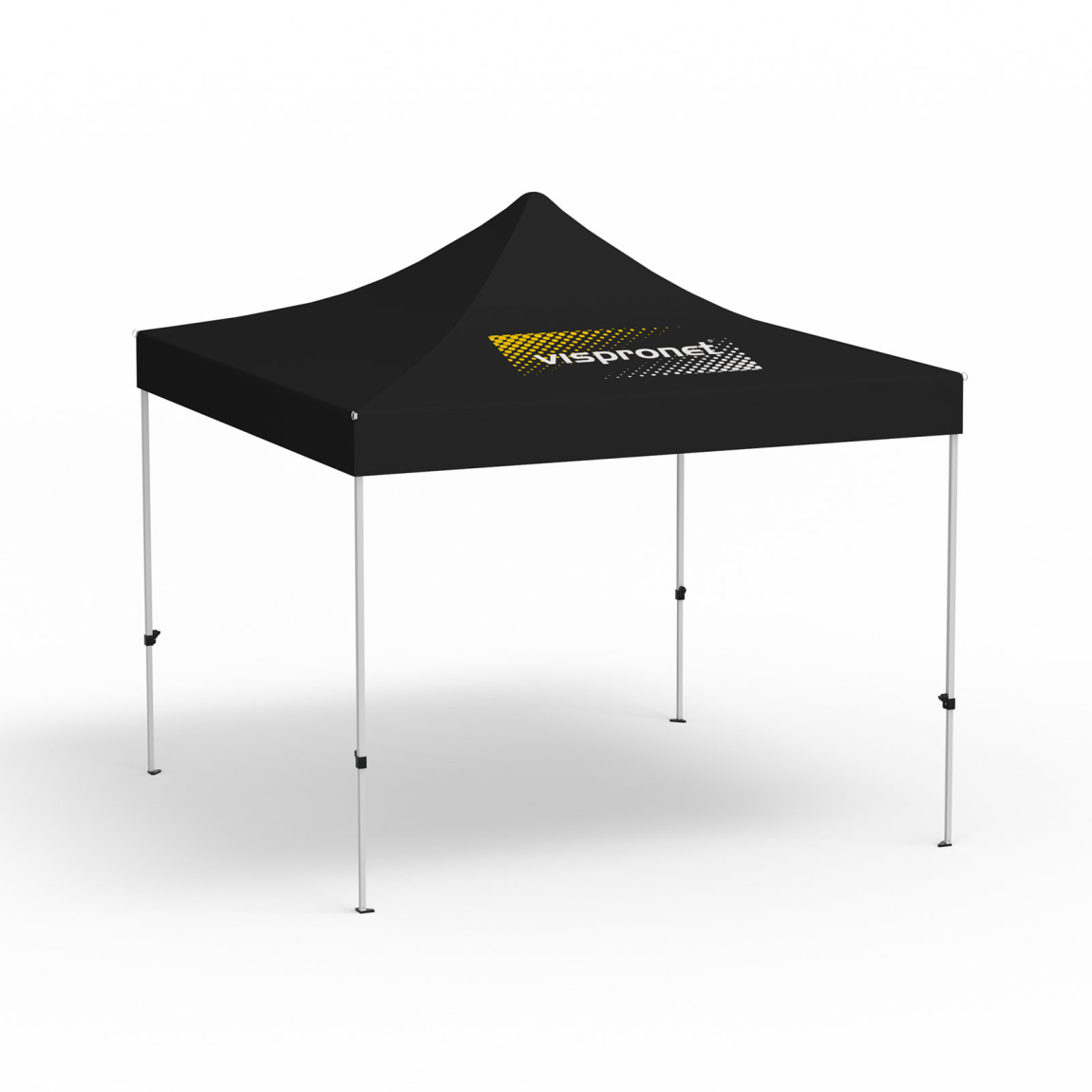 Folding gazebo Eco, 3 x 3 m, black, roof with 1 logo print (side 1)