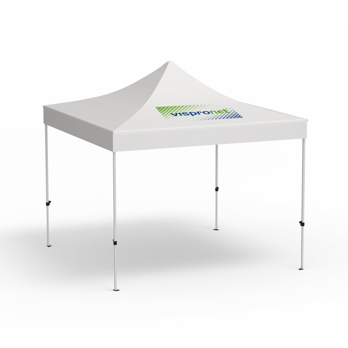 Folding gazebo Eco, 3 x 3 m, white, roof with 1 logo print (side 1)