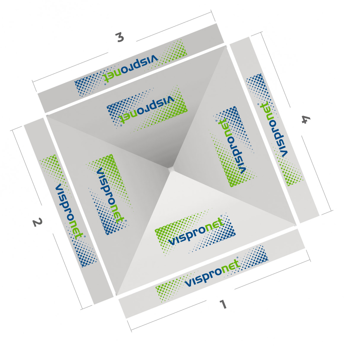 Pop-up gazebo 3 x 3 m, top view