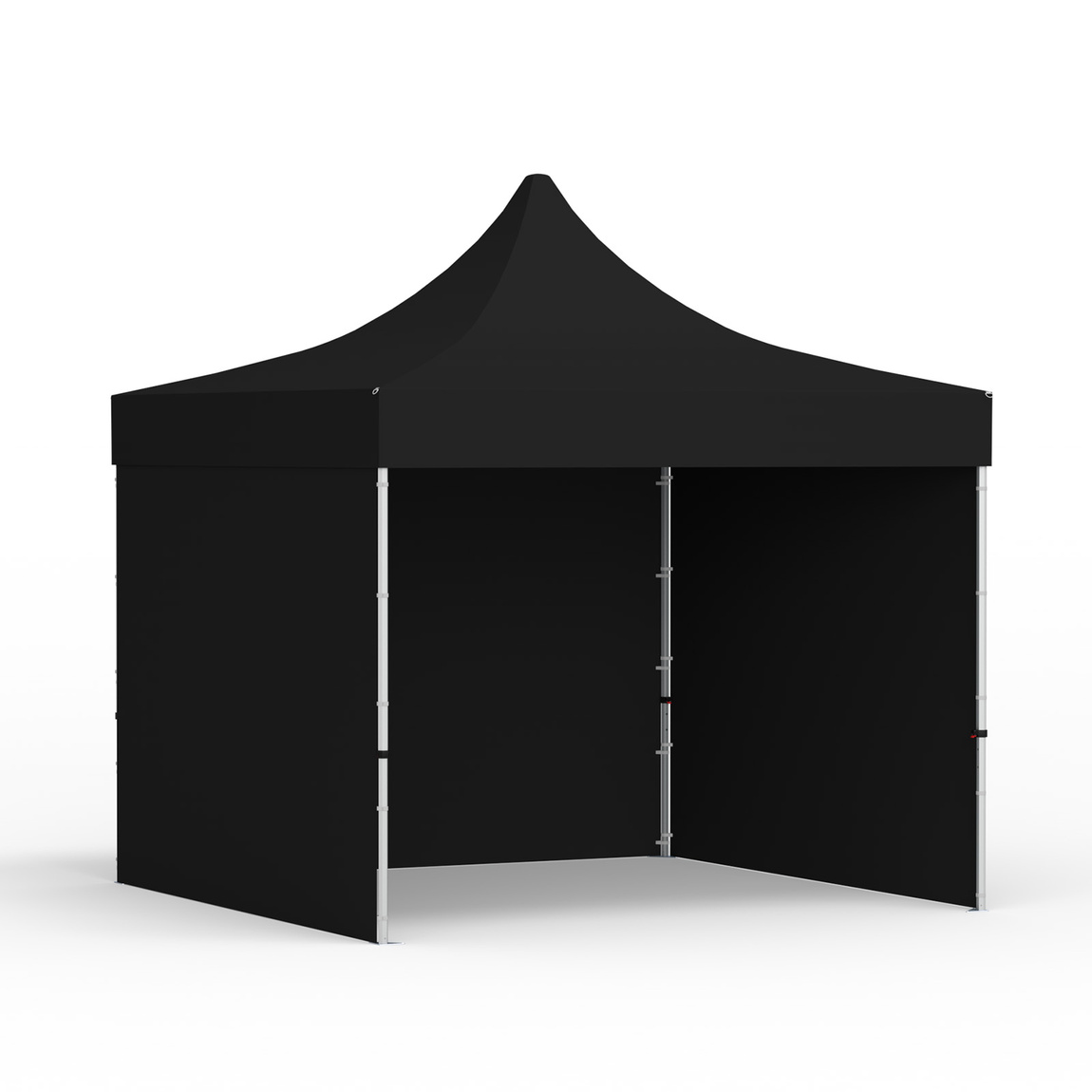 Pop up tent 3x3 m with 3 solid walls, black