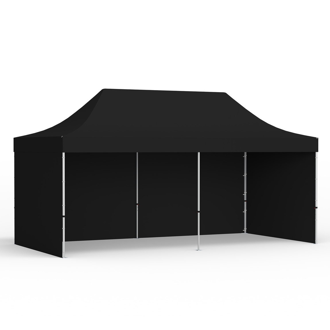 Pop up tent 3x6 m with 3 solid walls, black