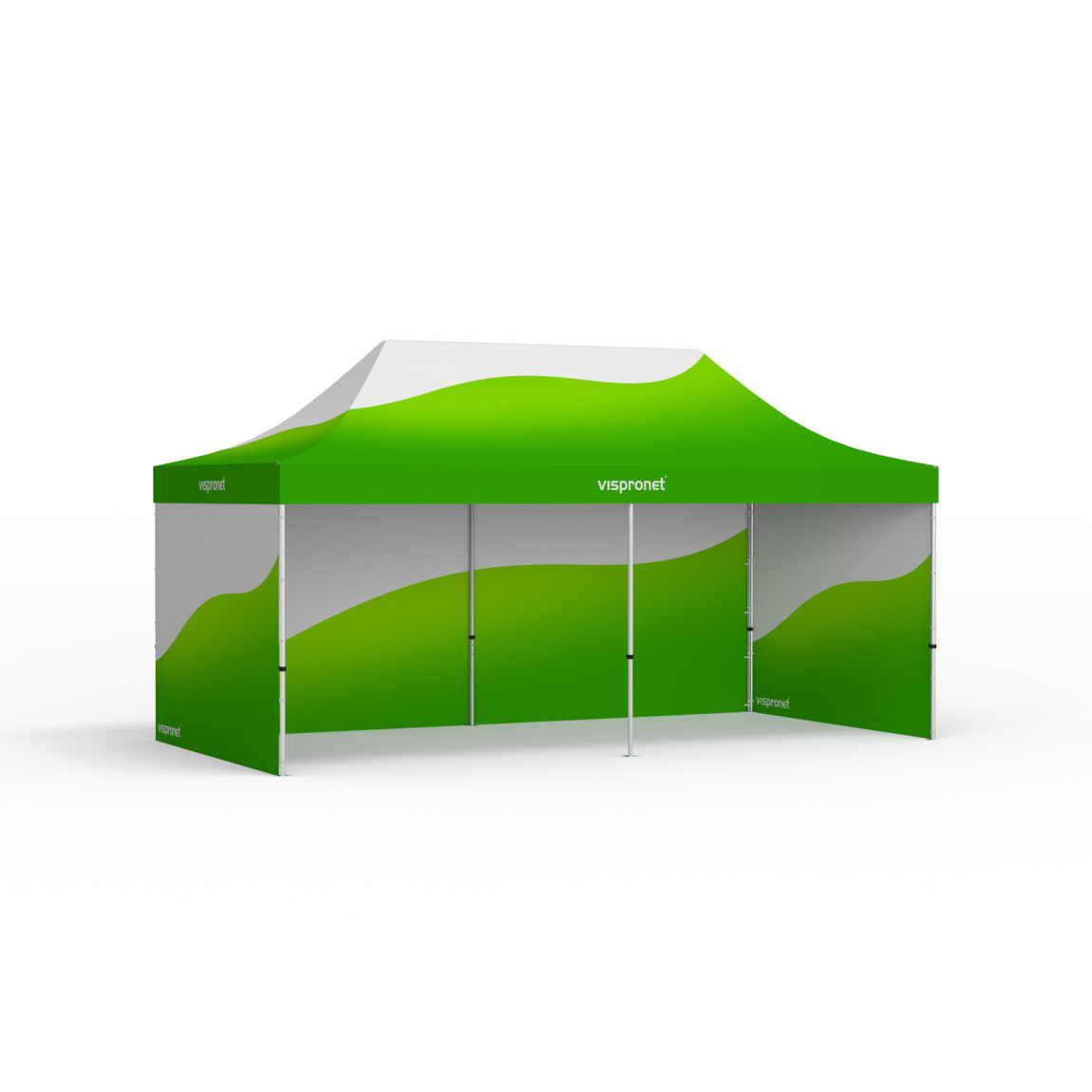 Pop-up tent Select with custom-printed canopy and 3 solid walls