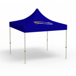 Pop-up gazebo Basic, 3 x 3 m, blue, roof with 1 logo print (side 1)