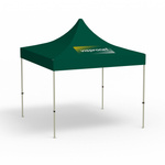 Folding Pavilion Basic, 3 x 3 m, green, roof with 1 logo print (side 1)