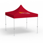 Folding Pavilion Select, 3 x 3 m, red, roof with 1 logo print (side 1)