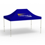 Folding Pavilion Basic, 3 x 4.5 m, blue, roof with 1 logo print (side 1)