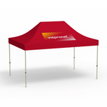 Folding Pavilion Basic, 3 x 4.5 m, red, roof with 1 logo print (side 1)