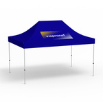 Folding Pavilion Select, 3 x 4.5 m, blue, roof with 1 logo print (side 1)
